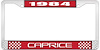 1984 Caprice Red And Chrome License Plate Frame With White Lettering - image 1