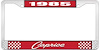 1985 Caprice Red And Chrome License Plate Frame With White Lettering - image 1