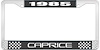 1985 Caprice Black And Chrome License Plate Frame With White Lettering - image 1