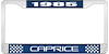 1985 Caprice Blue And Chrome License Plate Frame With White Lettering - image 1