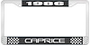 1986 Caprice Black And Chrome License Plate Frame With White Lettering - image 1