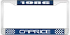 1986 Caprice Blue And Chrome License Plate Frame With White Lettering - image 1