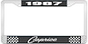 1987 Caprice Black And Chrome License Plate Frame With White Lettering - image 1