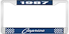 1987 Caprice Blue And Chrome License Plate Frame With White Lettering - image 1