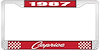 1987 Caprice Red And Chrome License Plate Frame With White Lettering - image 1