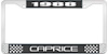 1988 Caprice Black And Chrome License Plate Frame With White Lettering - image 1