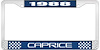1988 Caprice Blue And Chrome License Plate Frame With White Lettering - image 1