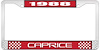 1988 Caprice Red And Chrome License Plate Frame With White Lettering - image 1