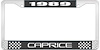 1989 Caprice Black And Chrome License Plate Frame With White Lettering - image 1