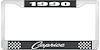1990 Caprice Black And Chrome License Plate Frame With White Lettering - image 1