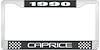 1990 Caprice Black And Chrome License Plate Frame With White Lettering - image 1