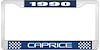 1990 Caprice Blue And Chrome License Plate Frame With White Lettering - image 1