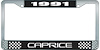 1991 Caprice Black And Chrome License Plate Frame With White Lettering - image 1