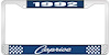 1992 Caprice Blue And Chrome License Plate Frame With White Lettering - image 1