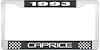 1993 Caprice Black And Chrome License Plate Frame With White Lettering - image 1