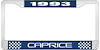 1993 Caprice Blue And Chrome License Plate Frame With White Lettering - image 1