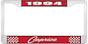 1994 Caprice Red And Chrome License Plate Frame With White Lettering - image 1