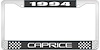 1994 Caprice Black And Chrome License Plate Frame With White Lettering - image 1