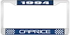 1994 Caprice Blue And Chrome License Plate Frame With White Lettering - image 1