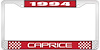 1994 Caprice Red And Chrome License Plate Frame With White Lettering - image 1