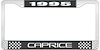 1995 Caprice Black And Chrome License Plate Frame With White Lettering - image 1