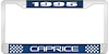 1995 Caprice Blue And Chrome License Plate Frame With White Lettering - image 1