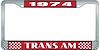 1974 Trans Am License Plate Frame Style 2 Red - image 1