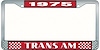 1975 Trans Am License Plate Frame Style 2 Red - image 1