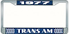 1977 Trans Am License Plate Frame Style 2 Blue - image 1