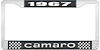 1967 Camaro License Plate Frame Style 1 Black & Chrome, White Lettering - image 1