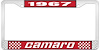 1967 Camaro License Plate Frame Style 2 Red - image 1