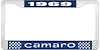 1969 Camaro License Plate Frame Style 1 Blue - image 1