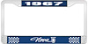 License Plate Frame 1967 Nova Style 1 Blue & Chrome with White Lettering - image 1