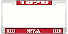 License Plate Frame 1979 Nova Style 2 Red & Chrome with White Lettering - image 1