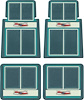 M55114 1955-57 Chevy; Custom Floor Mat Set; with in.Chevrolet in. Crest; 4 Piece; Dk Turq / Turquoise / Ivory - image 1