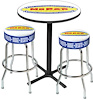 MD67501 Pub Table And Stool Set Mopar Logo; Black Base Table With 2 Chrome Stools; Style 1 - image 1