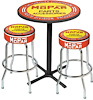 MD67506 Stool Set Mopar Orange/Yellow Logo Pub Table &; Black Base With 2 Chrome Stools (3-Pc); Style 6 - image 1