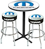 MD67508 Pub Table & Stool Set 2001-13 Mopar Logo; Black Base Table With 2 Chrome Stools (3-Pc); Style 8 - image 1