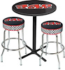 MD67512 Table & Stool Set; Mopar 440 6-Bbl Logo; Black Based Table With Chrome Stools (3-Pc); Style 12 - image 1