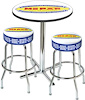 1948-53 Mopar Logo Pub Table / Stool Set - Chrome Based Table W/O Foot Rest / Chrome Stools 3-Pc - image 1