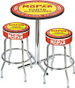 48-53 Mopar Orange/Yellow Logo Table / Stool Set - Chrome Table W/O Foot Rest / 2 Chrome Stools - image 1