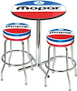 1972-84 Mopar Logo Pub Table / Stool Set - Chrome Based Table W/O Foot Rest / 2 Chrome Stools - image 1