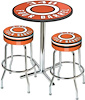 Table / Stool Set - Mopar 340 4-Barrel Logo - Chrome Based Table W/O Foot Rest / 2 Chrome Stools - image 1