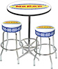 MD67701 Pub Table & Stool Set 1948-53 Mopar Logo; Table W/Chrome Footrest & 2 Chrome Stools; Style 1 - image 1