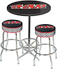 MD67712 Table & Stool Set; Mopar 440 6-Bbl Logo; Chrome Based Table With Foot Rest & 2 Chrome Stools - image 1