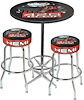 MD67713 Table & Stool Set; Mopar 426 Hemi Logo; Chrome Based Table With Foot Rest & 2 Chrome Stools - image 1