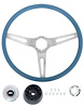 R301182 1973-91 Chevrolet, GMC; Comfort Grip Cushioned Steering Wheel Kit; 3-Spoke; Silver Spokes; Blue Grip - image 1