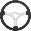 ST3014 Padded Leather Steering Wheel, 14" Diameter, 6-Bolt, Brushed Aluminum Center Spokes, Black Leather Grip - image 2