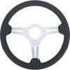 ST3014 Padded Leather Steering Wheel, 14" Diameter, 6-Bolt, Brushed Aluminum Center Spokes, Black Leather Grip - image 4