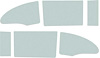 TF41050C Side Window Glass Set 1955-57 Chevrolet 2-Door Hardtop 6-Piece Green Tint - image 1